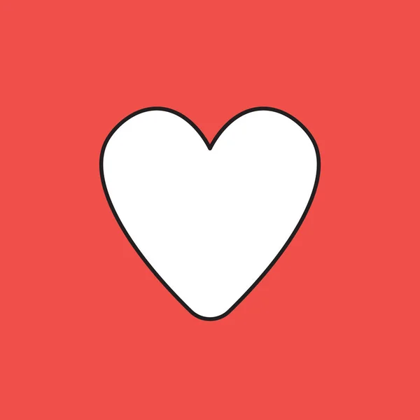 Vektorová Ikona Tvaru Srdce Bílá Barva Černými Obrysy Červeným Pozadím — Stockový vektor