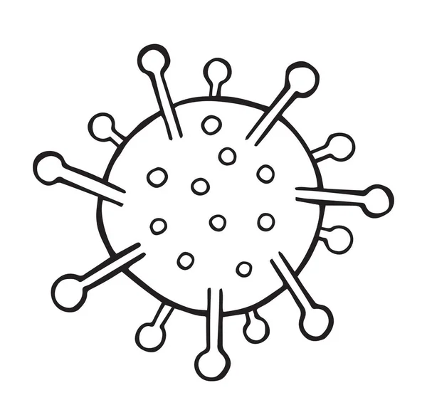 武漢コロナウイルス Covid 19の手描きベクターイラスト 白い背景と黒い輪郭 — ストックベクタ