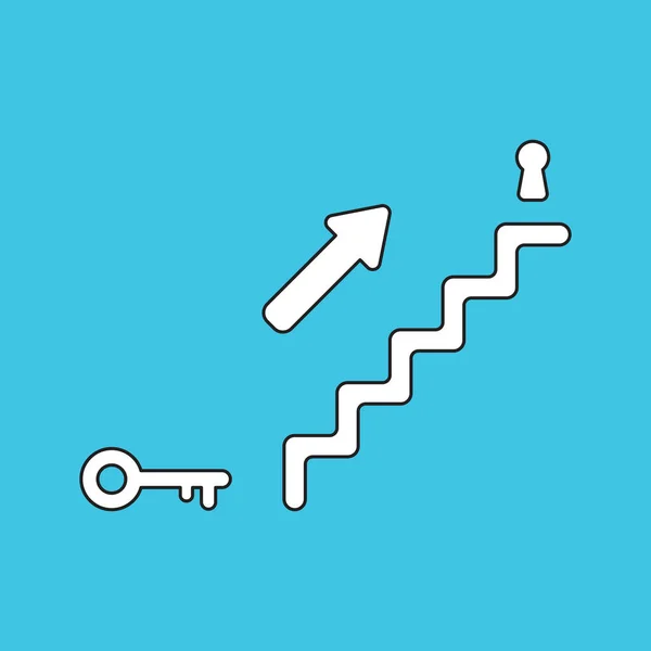 Concepto Ilustración Vectorial Escaleras Con Llave Ojo Cerradura Flecha Que — Vector de stock