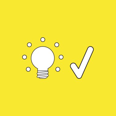 İşaretli parlayan ampul vektör illüstrasyon konsepti. Sarı arkaplan.