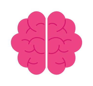 Düz renkli insan beyin vektörü çizimi.