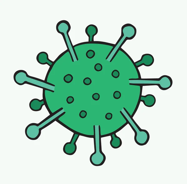 武漢コロナウイルスの手描きベクトルイラスト 緑でCovid — ストックベクタ