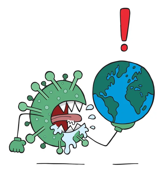 Hand Drawn Vector Illustration Wuhan Corona Virus Covid Virus Monster — Stock Vector