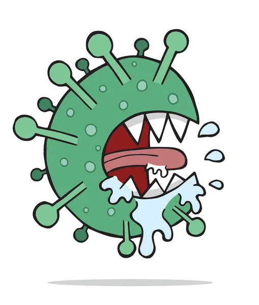 Hand Drawn Vector Illustration Wuhan Corona Virus Covid Monster — Stock Vector