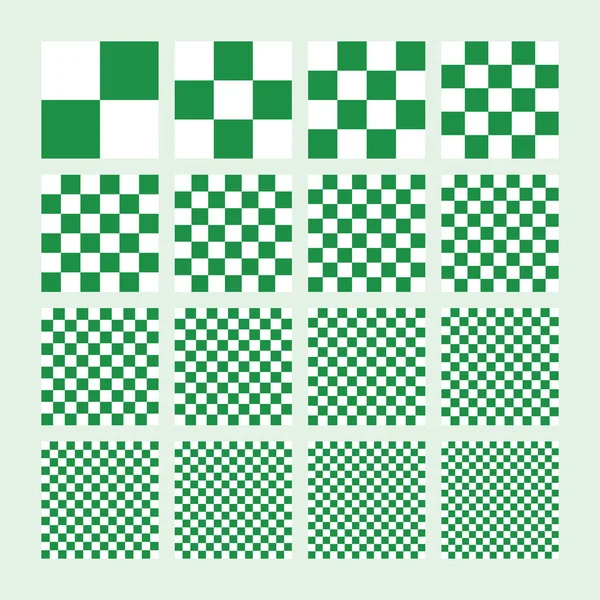 Ensemble Motifs Carreaux Différentes Tailles Vecteur Dans Les Couleurs Vert — Image vectorielle
