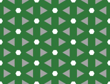 Yeşil, beyaz ve gri renklerde kusursuz geometrik desen, doku veya arkaplan vektörü.