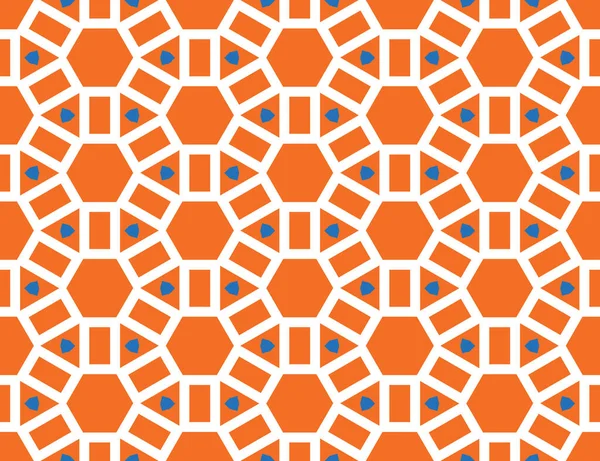 オレンジ色 青でシームレスな幾何学模様 テクスチャまたは背景ベクトル — ストックベクタ