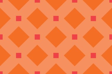 Turuncu ve kırmızı renklerde kusursuz geometrik desen, doku veya arkaplan vektörü.