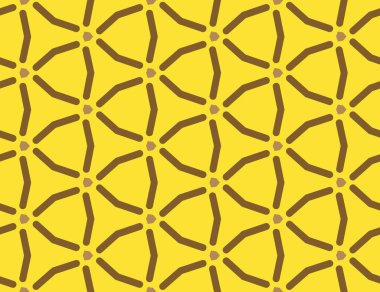 Sarı ve kahverengi renklerde kusursuz geometrik desen, doku veya arkaplan vektörü.