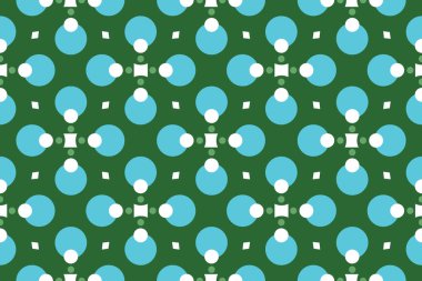 Yeşil, mavi ve beyaz renklerde kusursuz geometrik desen, doku veya arkaplan vektörü.