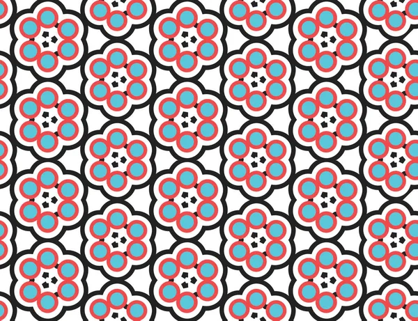 Seamless Geometric Pattern Texture Background Vector Red Blue White Black — Stock Vector