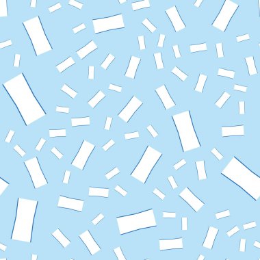 Geometrik şekilli kusursuz desen arkaplanı, mavi ve beyaz farklı boyutlarda renklendirilmiş ve döndürülmüş..