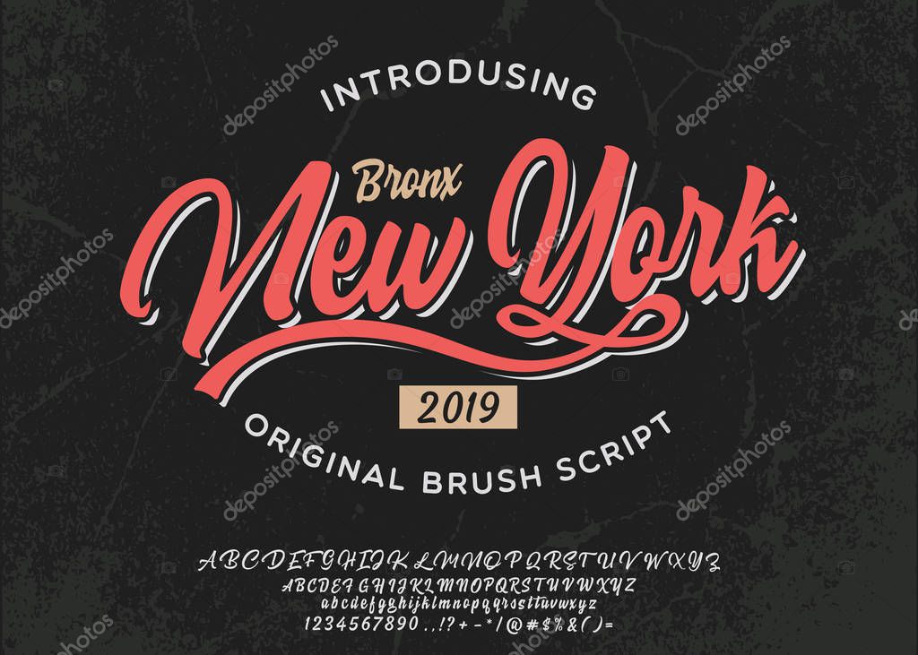 Bronx. New York City print. Hand made script font. Stylish badge for stickers or prints on clothes.