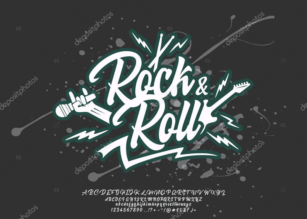 Rock band. Hand made script typeface. Rock concert. Rock and Roll.