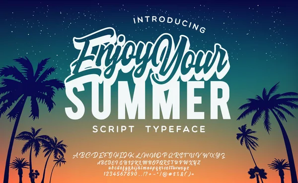 Geniet van je zomer. Met de hand gemaakt script lettertype. Vakantie zomertijd. — Stockvector