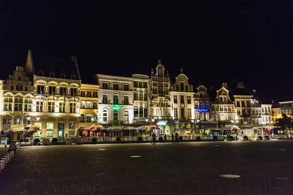 Market Square Mechelen Éjszaka — Stock Fotó
