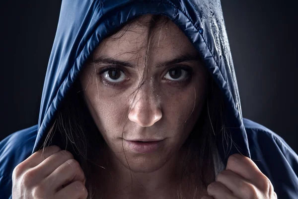 Confident Woman with Raincoat — Stock Photo, Image