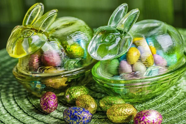 Decorazione Coniglietto Pasqua Uova Cioccolato — Foto Stock