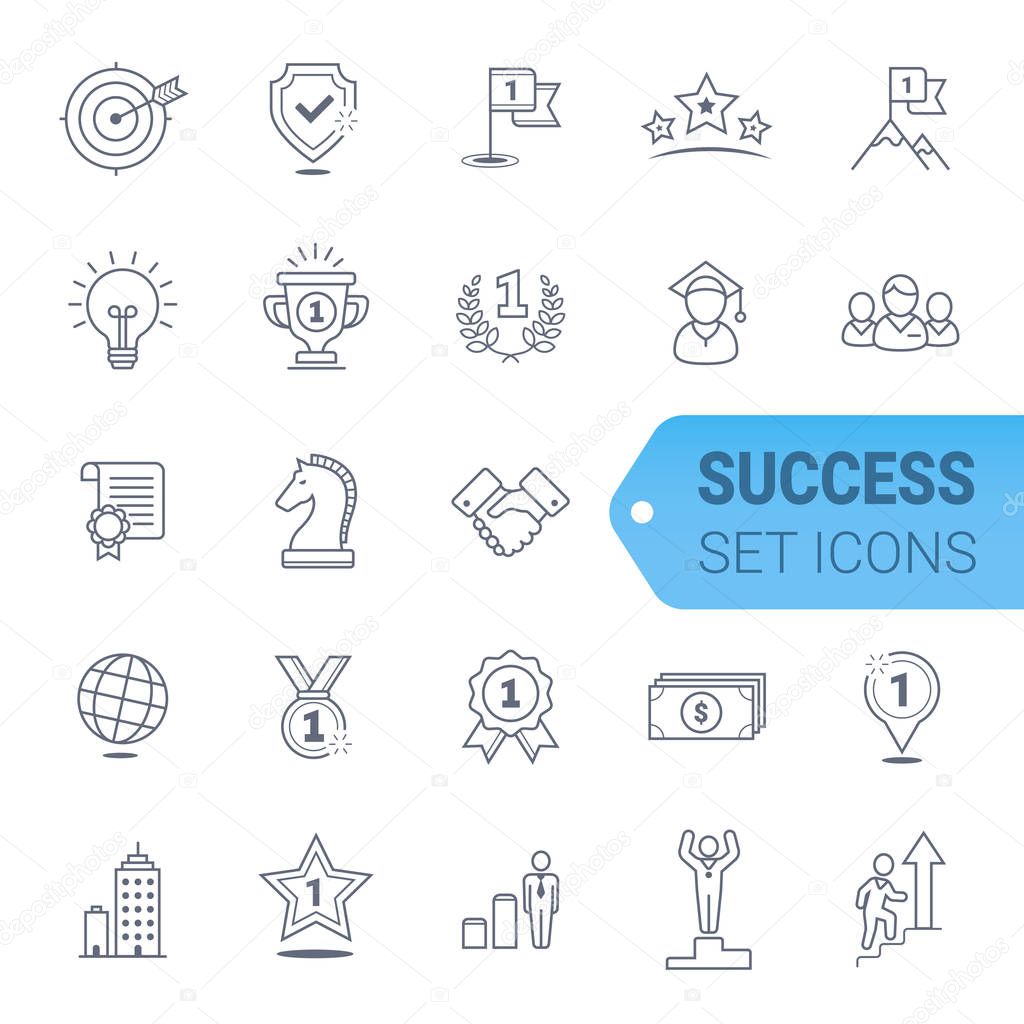 Simple Set of Winning Related Vector Line Icons.