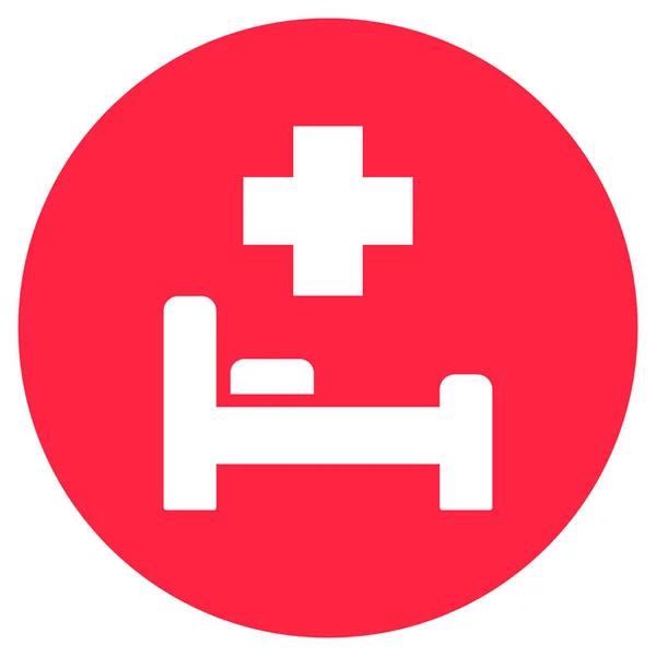 Hospital icon, black isolated icon with medical cross and person in bed symbols, vector illustration. — Stock Vector