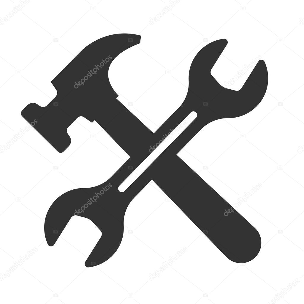 hummer icon conception with spanner icon, tools icon. vector illustration isolated on white