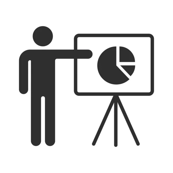 Businessman Presentation Growing Chart Board Icon, Flat pictogram Icon. Vector isolated illustration. — ストックベクタ