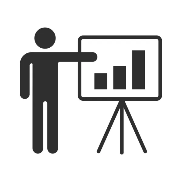 Businessman Presentation Growing Chart Board Icon, Flat pictogram Icon. Vector isolated illustration. — ストックベクタ