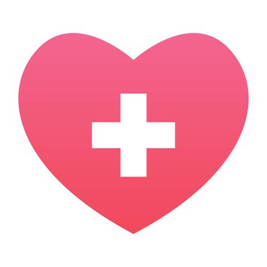 symbol for hospital red heart white cross inside vector graphics. EPS 10