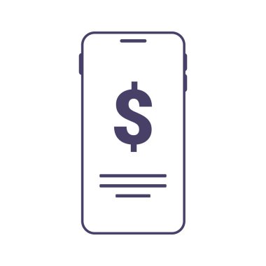 Smartphone icon with money. Simple line icon. Isolate on white background. Vector. EPS 10