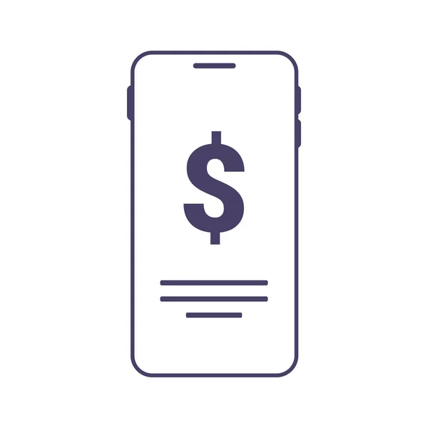 Smartphone icon with money. Simple line icon. Isolate on white background. Vector. EPS 10 — Stock vektor