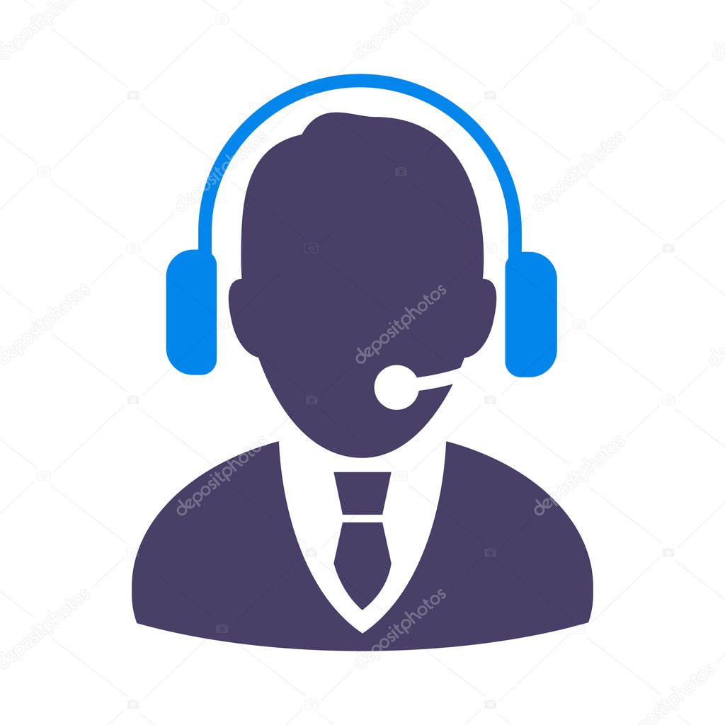 call center operator wearing headset vector concept silhouette icons. PDF 10