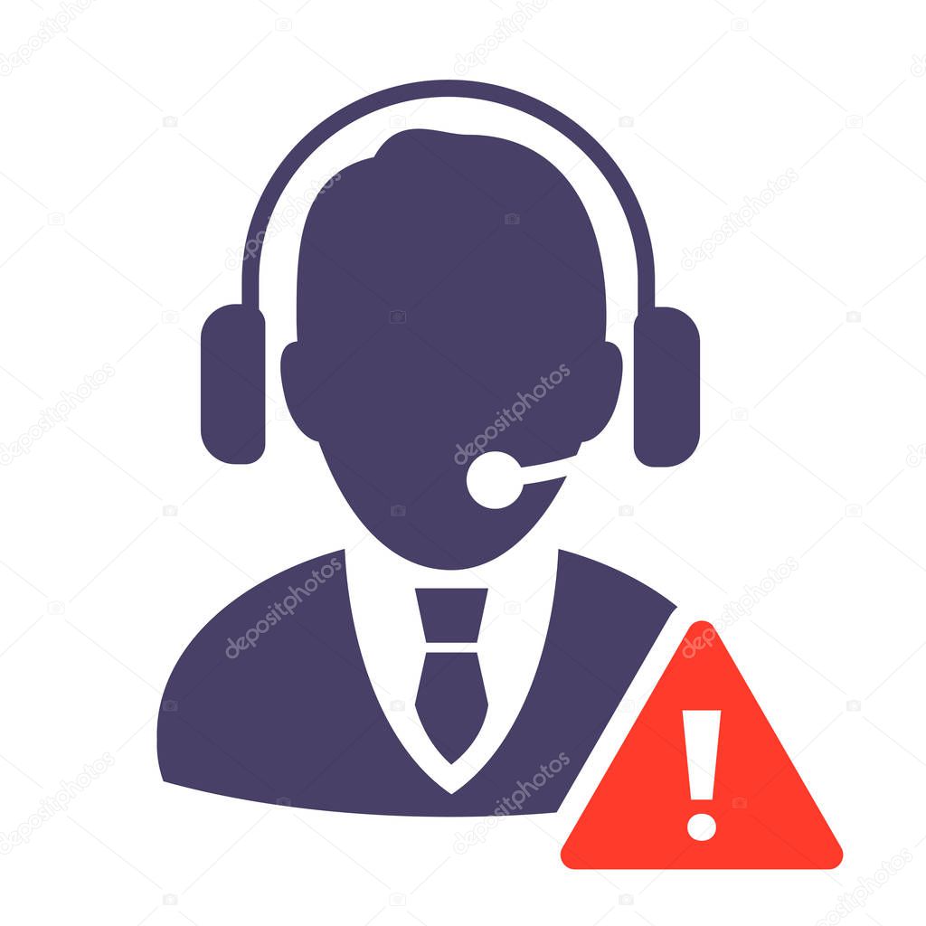 Emergency Call Center vector icon. Style is bicolor flat circled symbol, white background. PDF 10