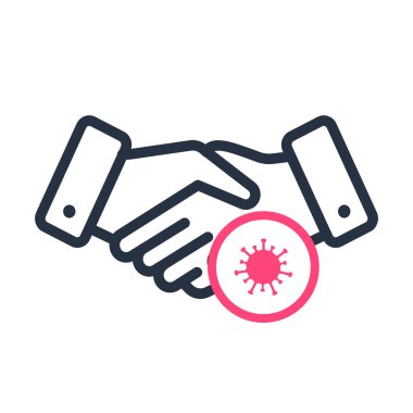 Corona virüsünün yayılmasıyla ilgili uyarı. Ellerinde enfeksiyon var. Kirli ellerle tokalaşma, koronavirüs kirliliği..