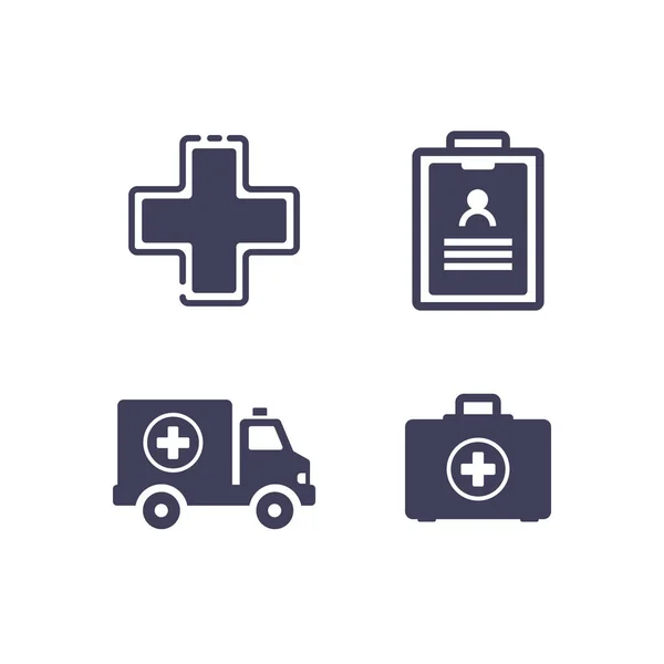 Health and Medical Icons Set on White Background. Vector — Stock Vector