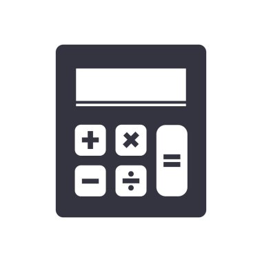 Hesap makinesi ikon vektörü. Tasarruf, finans, beyaz, ekonomi konsepti, grafik tasarım Trendy Flat tarzı, web sitesi, UI. EPS10