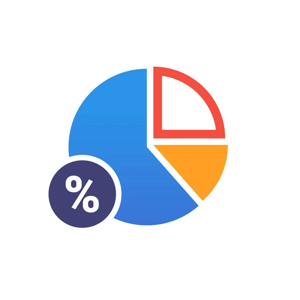 Ícone de vetor plano de gráfico de torta com por cento . — Vetor de Stock