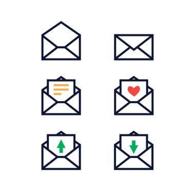 Açık ve kapalı vektör zarf simgeleri kümesi. Oku ve Okunmamış.