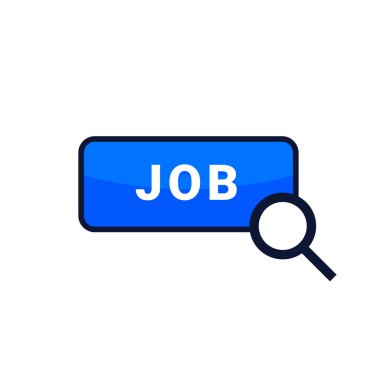 İş arama düğmesi. Beyaz arkaplanda mavi vektör simgesi