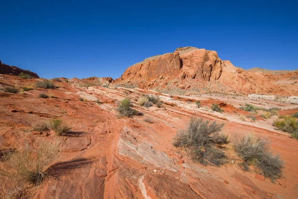 美国火谷蓝天下的红色岩层 — 图库照片