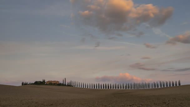 Tiempo Caducidad Finca Agriturismo Poggio Covili Durante Puesta Sol Con — Vídeos de Stock