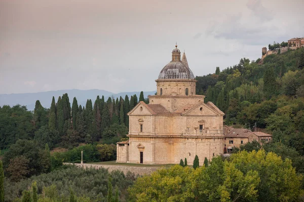 Iglesia San Biagio Rodeada Árboles Verdes Montepulciano Toscana Italia — Foto de Stock