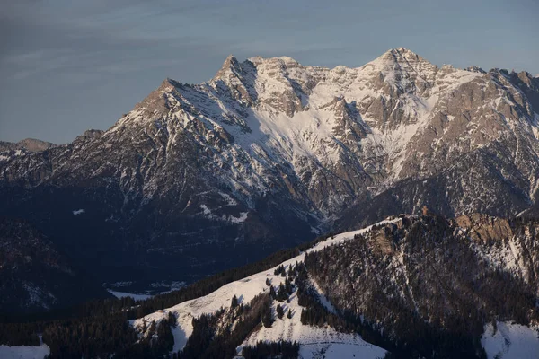 Montañas Cordillera Wilder Kaiser Fieberbrunn Invierno Con Nieve Con Mirador —  Fotos de Stock