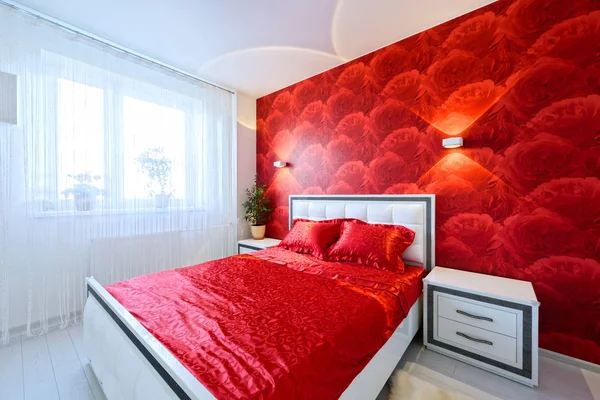Luxurious bedroom in red and white