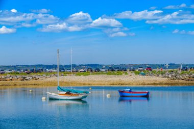 Camaret-sur-Mer 'de tekne manzarası. Finister. Brittany. Öne
