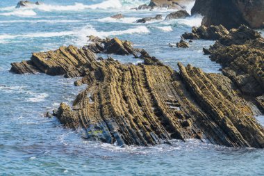 Armintza köyündeki muhteşem sahil manzarası. Bask Ülkesi. Kuzey İspanya