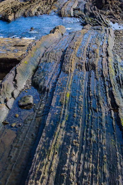 Superfície Pitoresca Turbiditas Costa Norte Espanha Perto Aldeia Armintza País — Fotografia de Stock