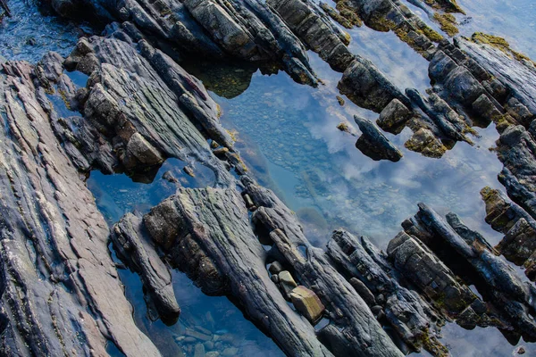 Superfície Pitoresca Turbiditas Costa Norte Espanha Perto Aldeia Armintza País — Fotografia de Stock