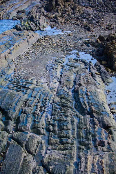 Superfície Pitoresca Turbiditas Costa Norte Espanha Perto Aldeia Armintza País — Fotografia de Stock