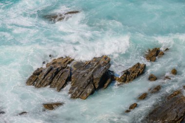 Bakio köyünün manzaralı bir manzarası var. Bask ülkesi. Kuzey İspanya