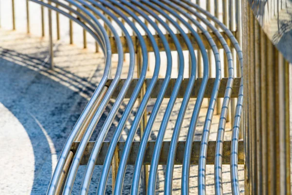 Detalhes Banco Metal Designer Ponto Vista Aldeia Bakio País Basco — Fotografia de Stock